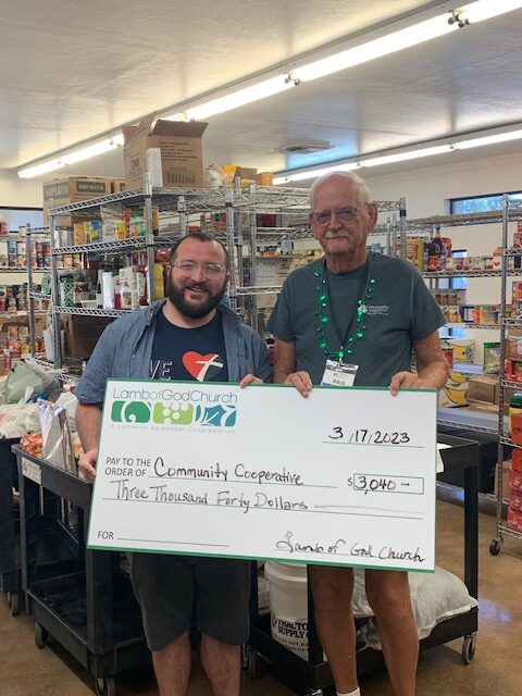 community coop check at food pantry rotated