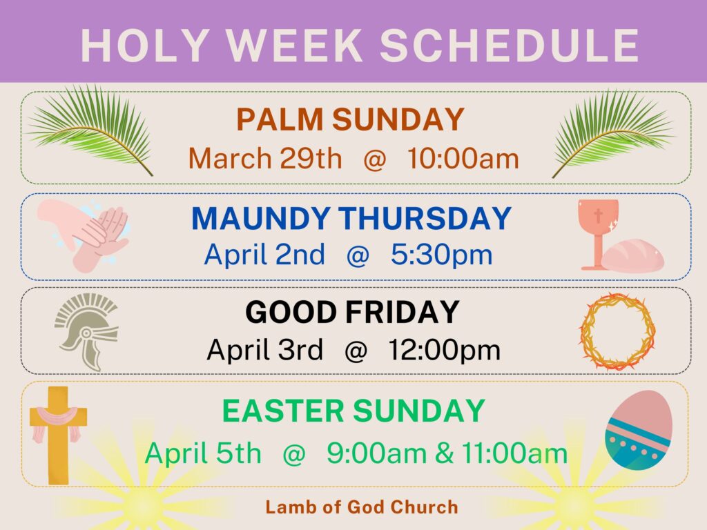 Holy Week Schedule Horizontal
